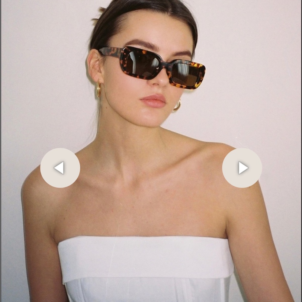 Brown Rectangular Sunglasses With Tortoiseshell P… - image 2